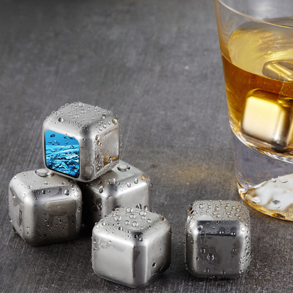 Wine Beer Glass - 1Set Stainless Steel Whiskey Ice Cube
