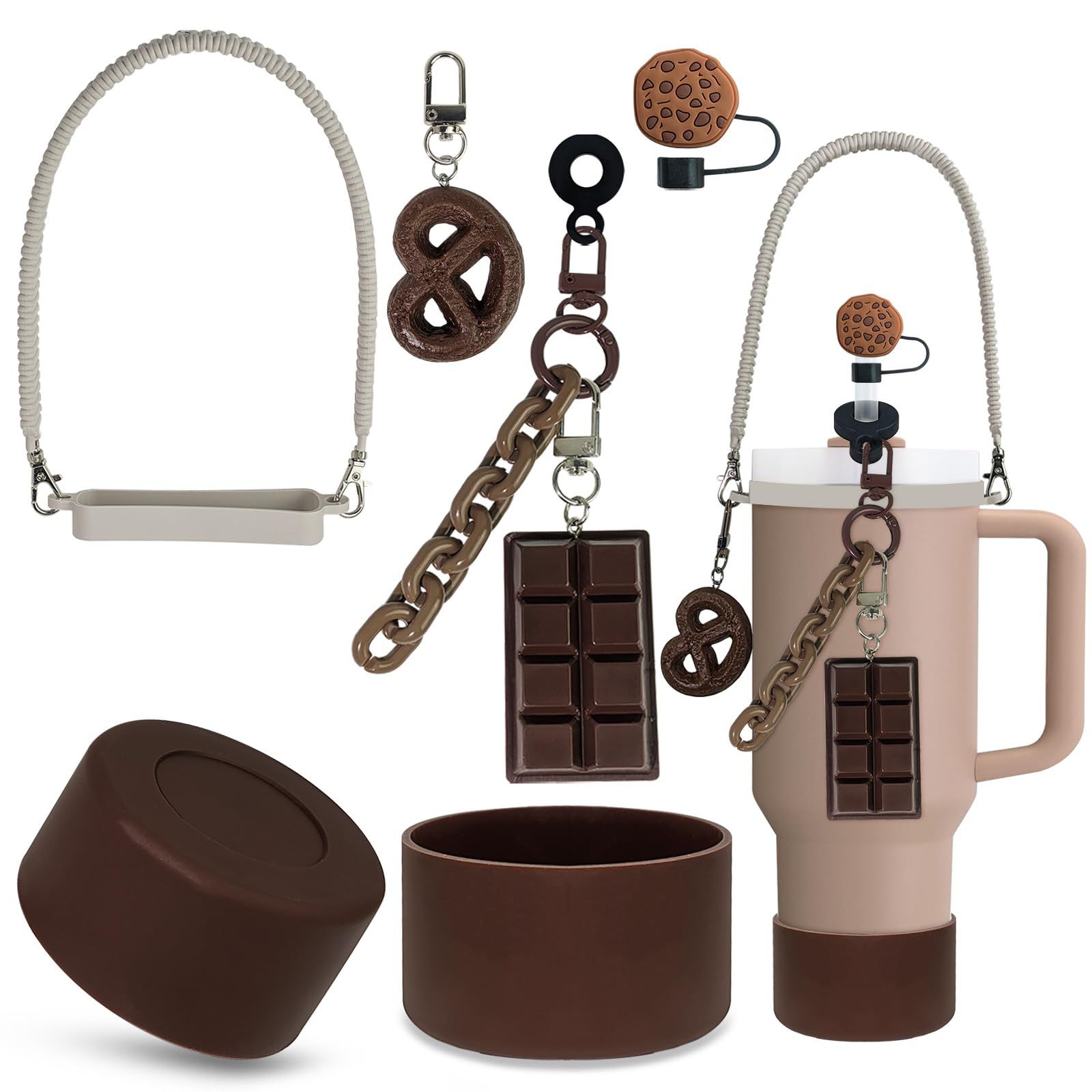 Bottle Stopper Set - chocolate color cap case Charm lanyard