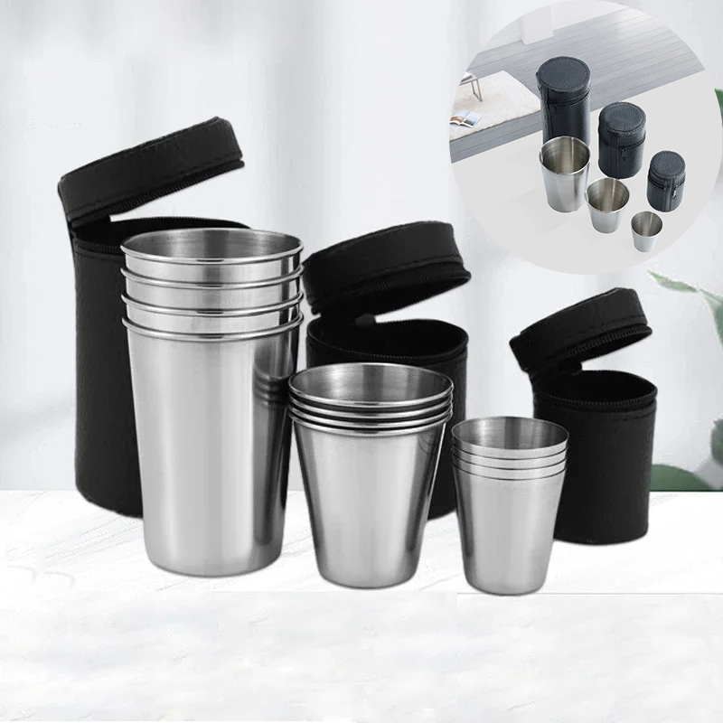 Beer Flight Set - 4Pcs Stainless Steel Mini Shot Cups