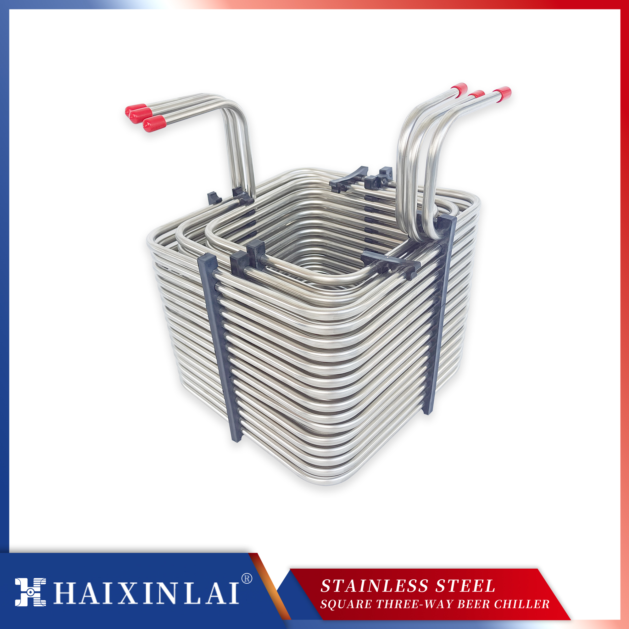 Wine Beer Cooler - 3-way square stainless steel cooling coil,