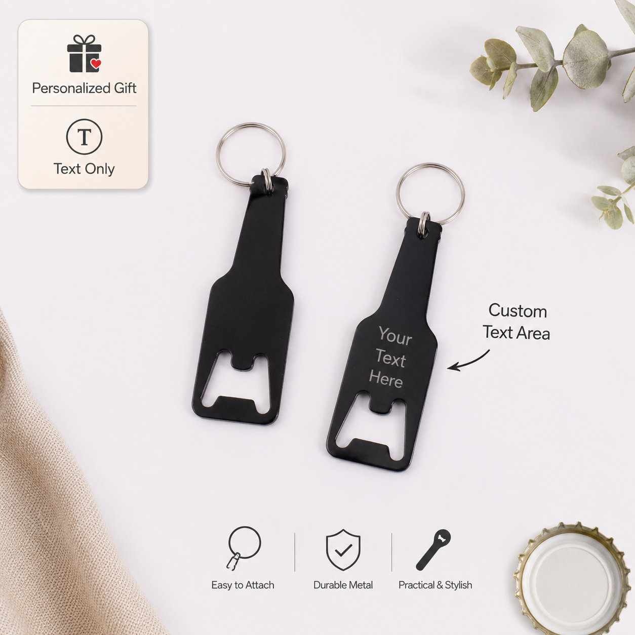 Beer & Wine Jockey Plaza Shopping - Custom Text Keychain Beer Bottle Opener