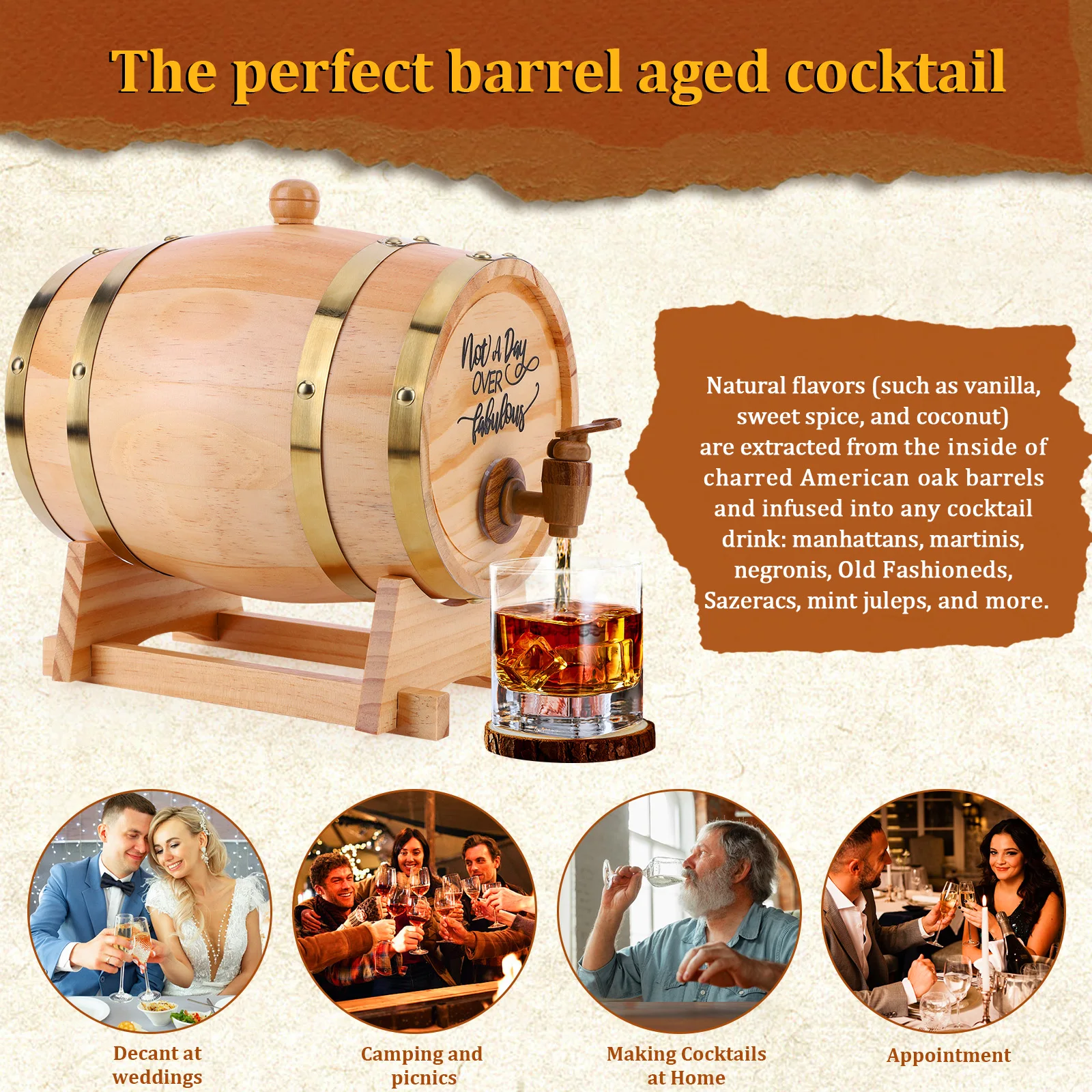 3L Wooden Whiskey Barrel with  - Wine Beer Tequila บทวิจารณ์และราคา