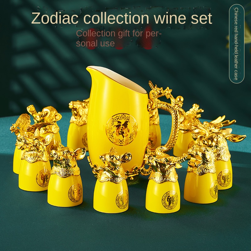 Gold-plated Twelve Animal Head - Wine Beer Tequila บทวิจารณ์และราคา