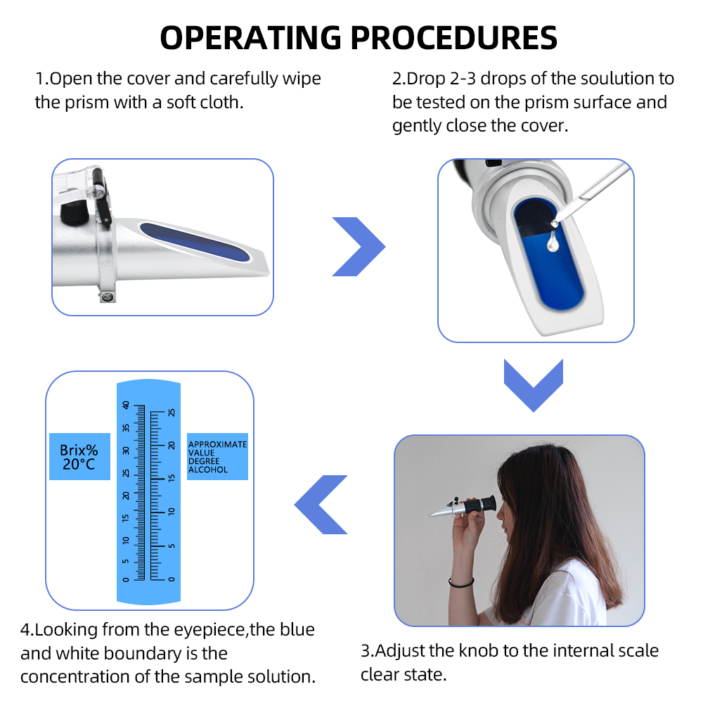 Handheld 0~40% Sugar Refractom - Wine To Beer Alcohol บทวิจารณ์และราคา
