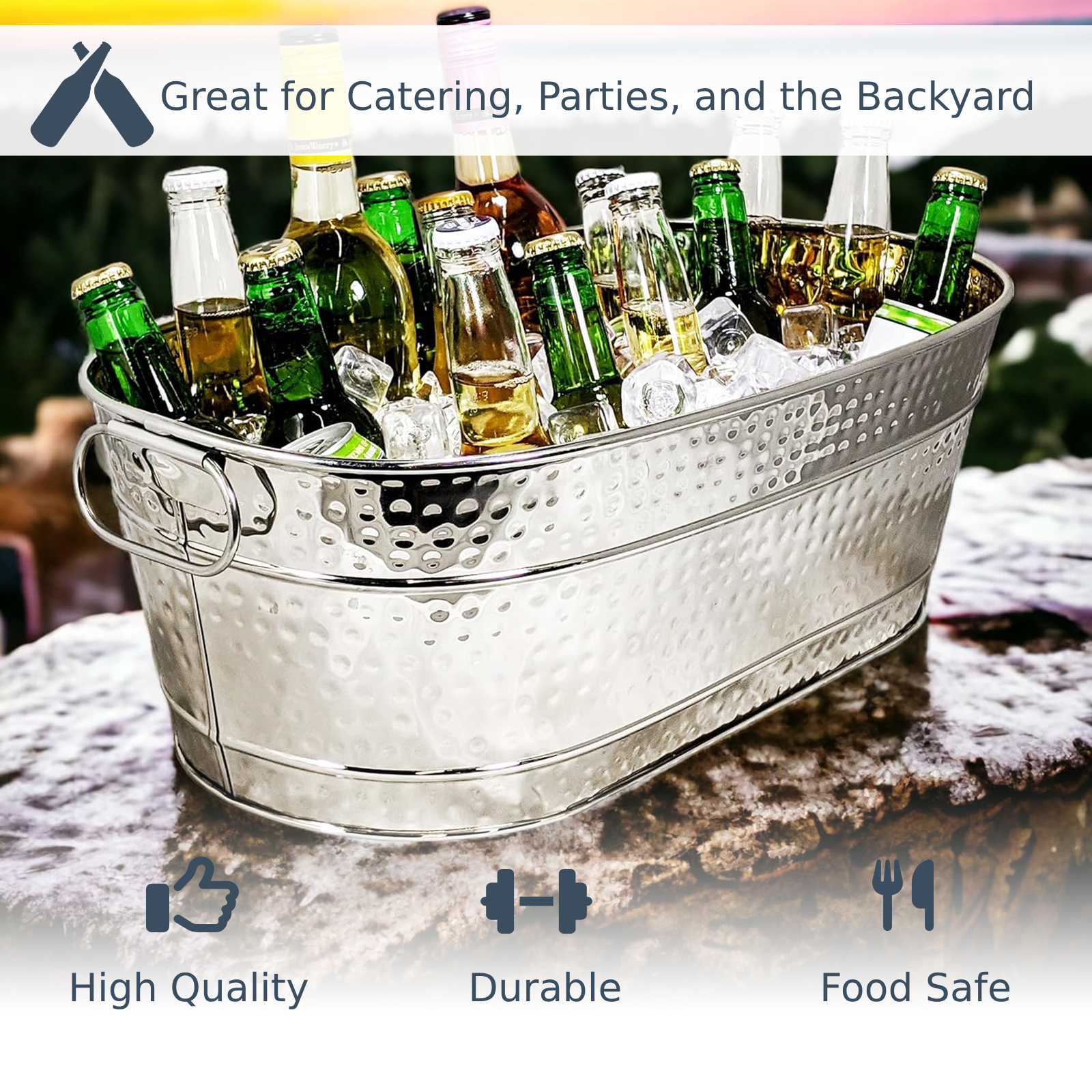 Ice Bucket Galvanized Tub Stor - Wine Beer Cooler บทวิจารณ์และราคา