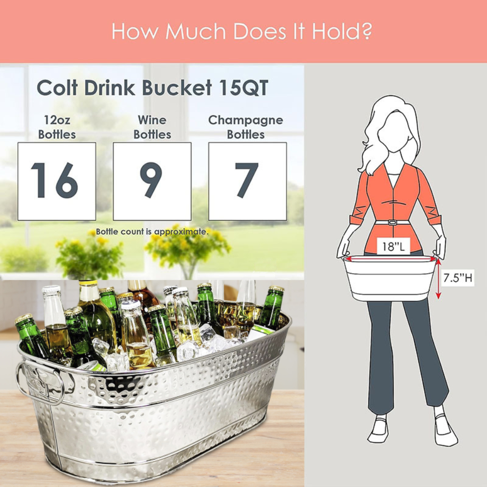 Ice Bucket Galvanized Tub Stor - Wine Beer Cooler บทวิจารณ์และราคา