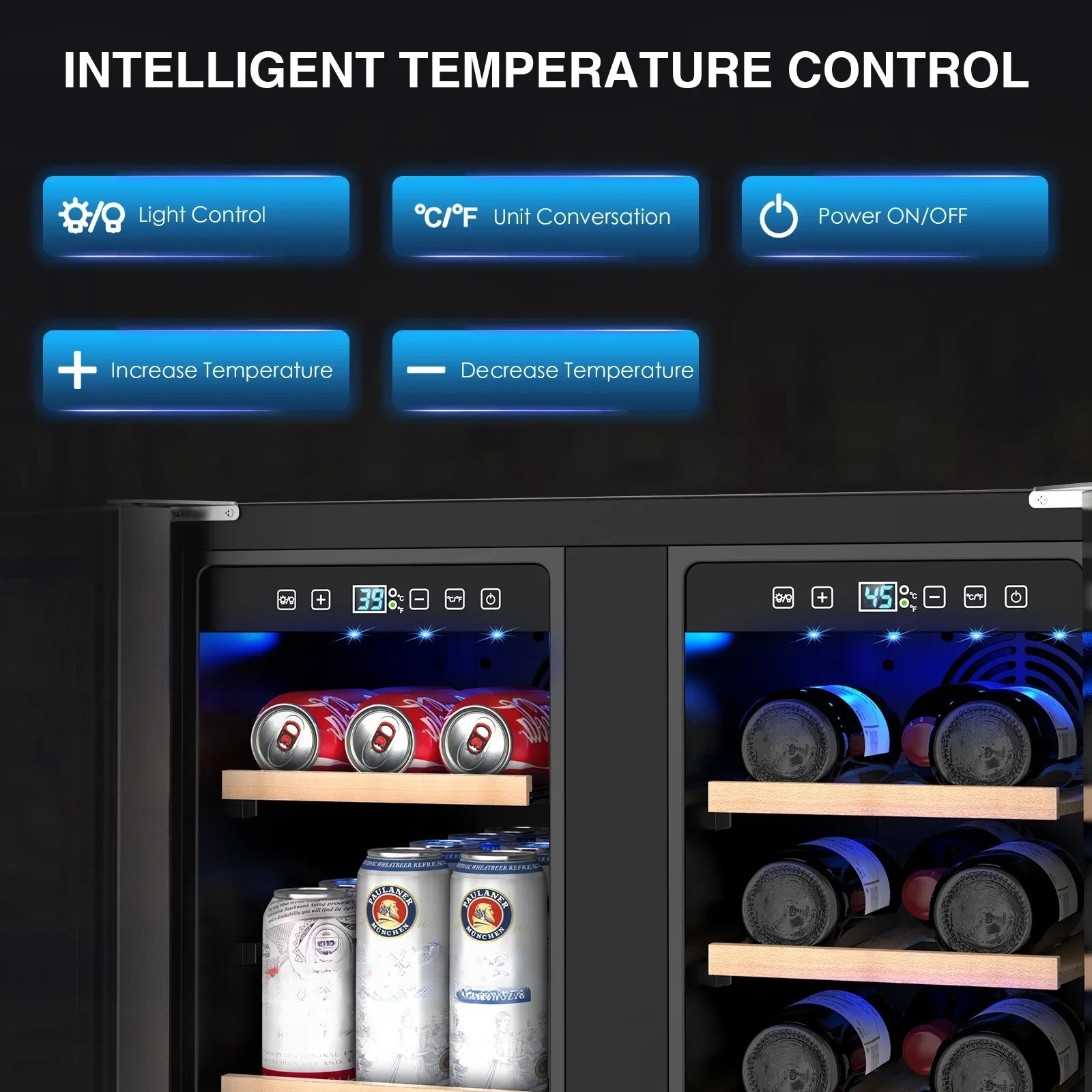 Wine and Beverage Refrigerator - Wine Beer Fridge Dual Zone บทวิจารณ์และราคา