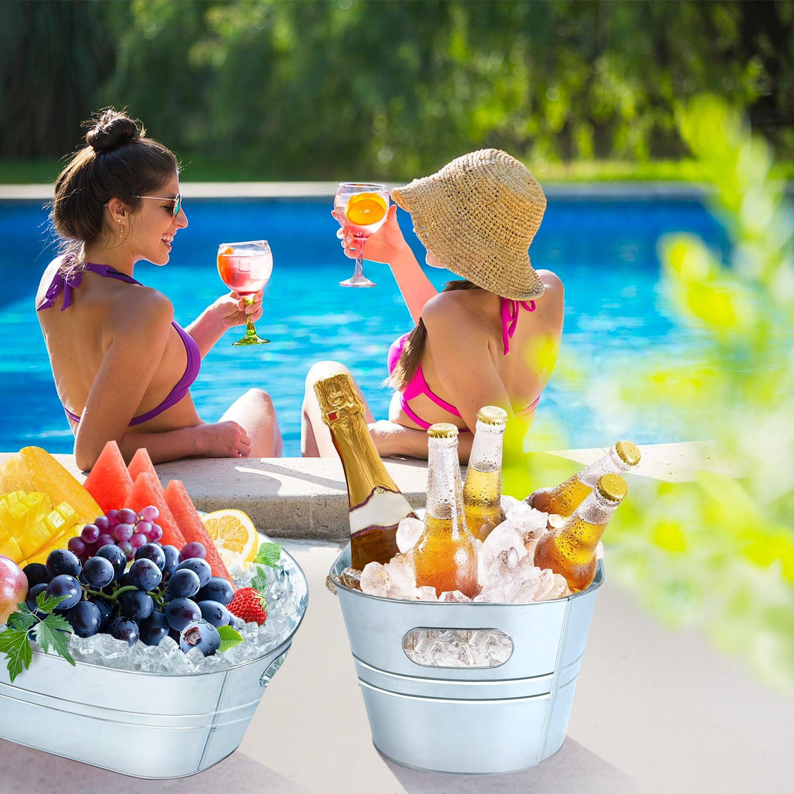 Galvanized Metal Ice Buckets W - Wine Beer Cooler บทวิจารณ์และราคา