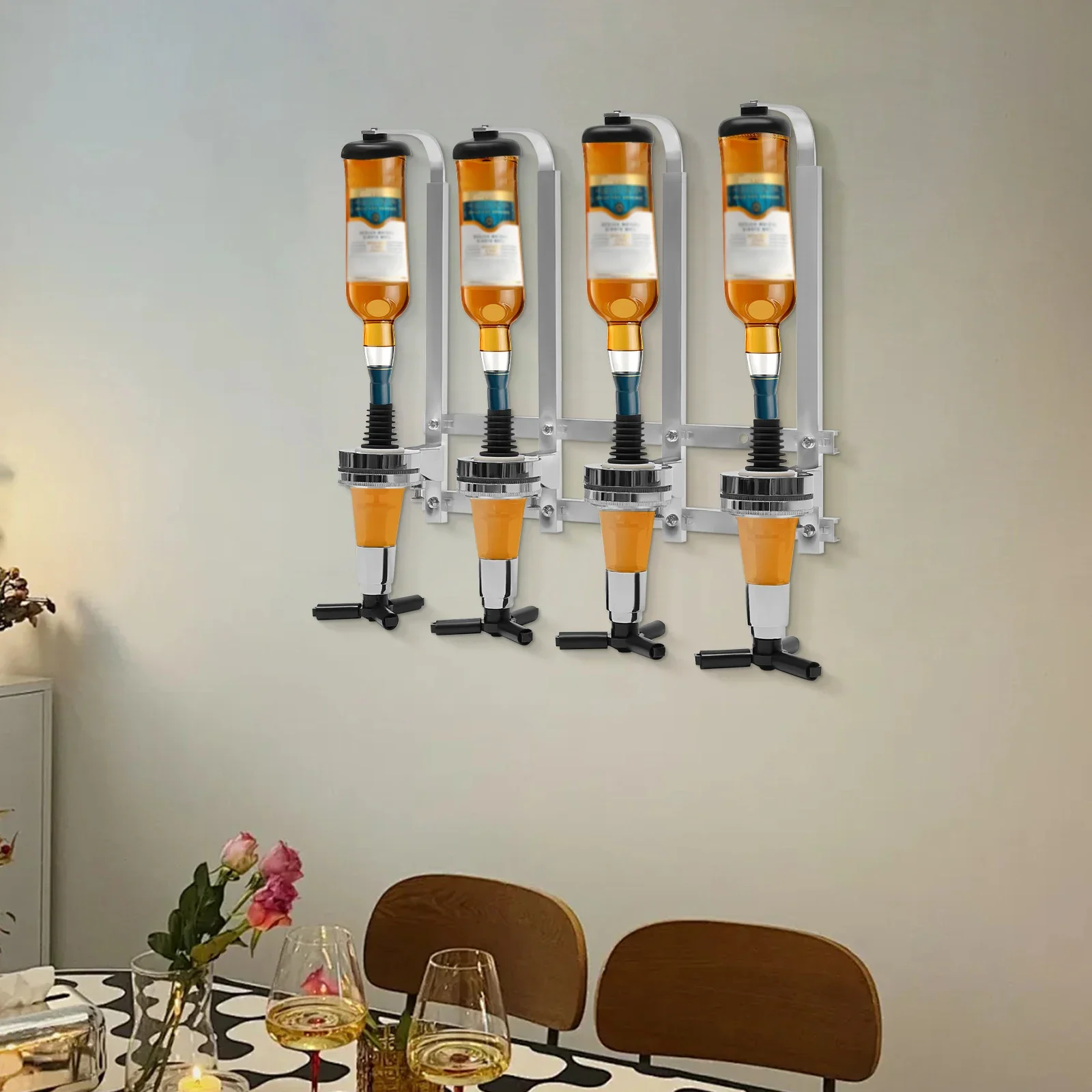 4-Bottle Wall Mount Liquor Dis - Wine To Beer Alcohol บทวิจารณ์และราคา