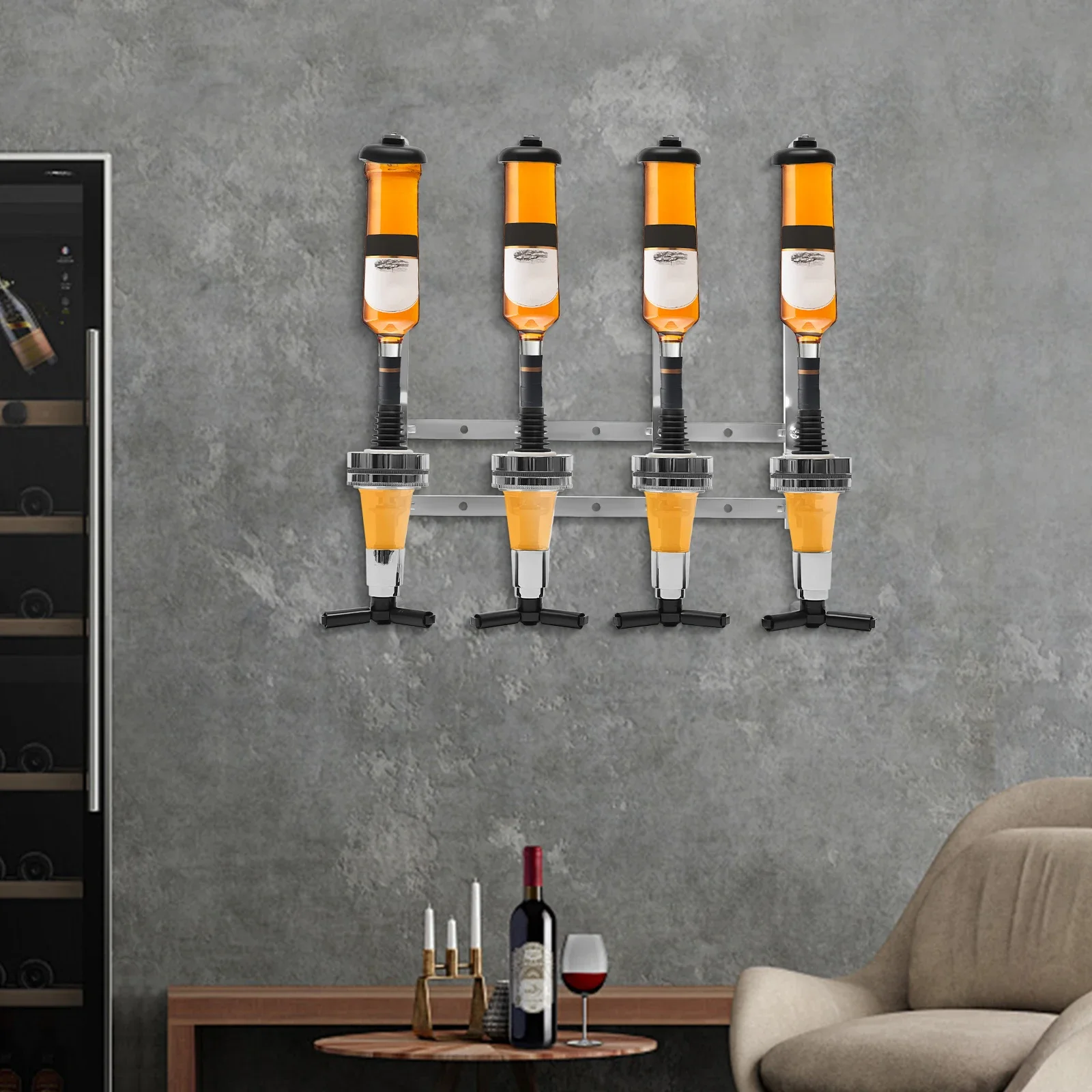 4-Bottle Wall Mount Liquor Dis - Wine To Beer Alcohol บทวิจารณ์และราคา