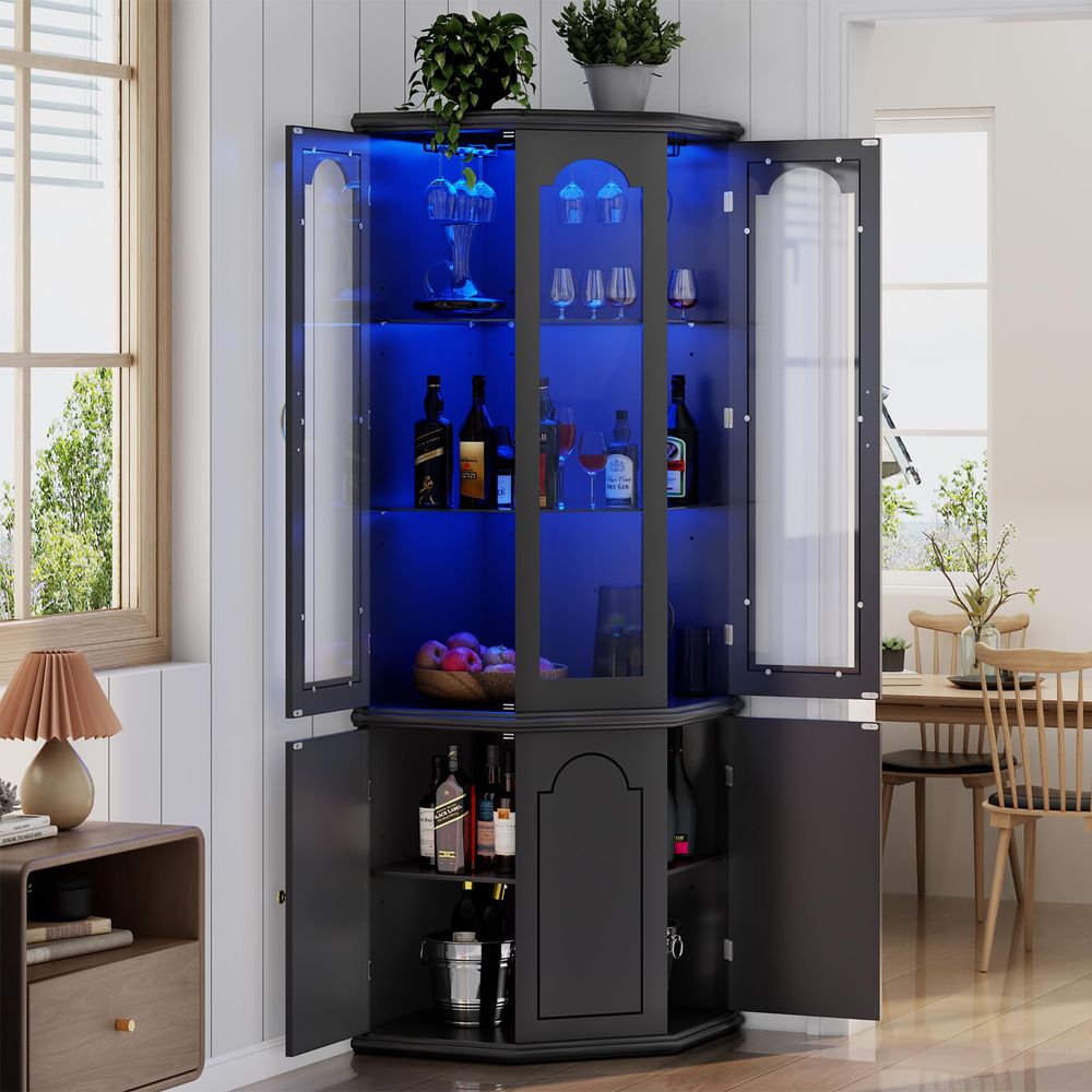 Corner Bar Cabinet w LED Light - Wine & Beer Tours Of Nova Scotia บทวิจารณ์และราคา