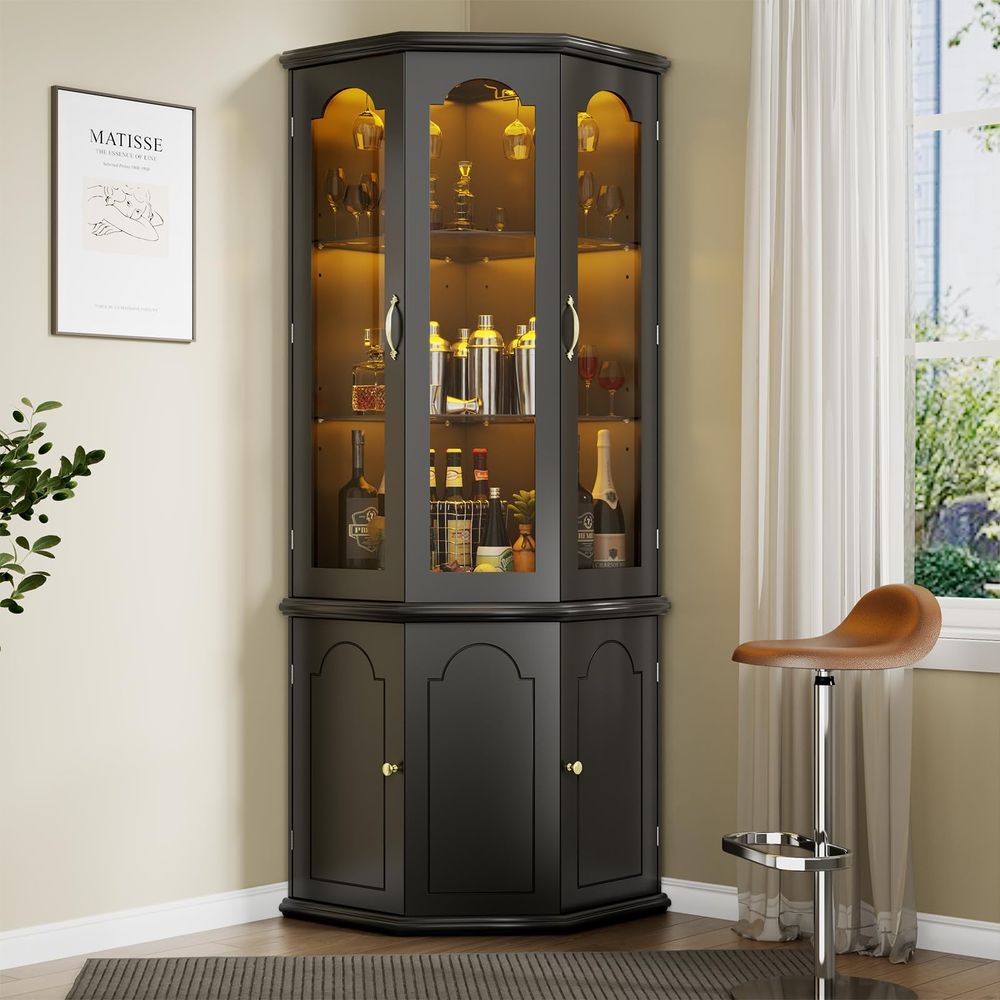 Corner Bar Cabinet w LED Light - Wine & Beer Tours Of Nova Scotia บทวิจารณ์และราคา