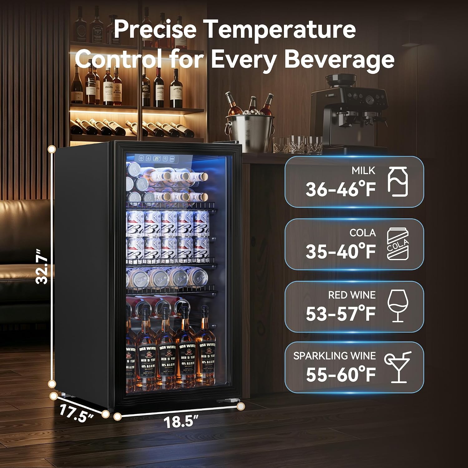 Beverage Fridge, 130 Can Mini  - Wine Beer Cooler บทวิจารณ์และราคา