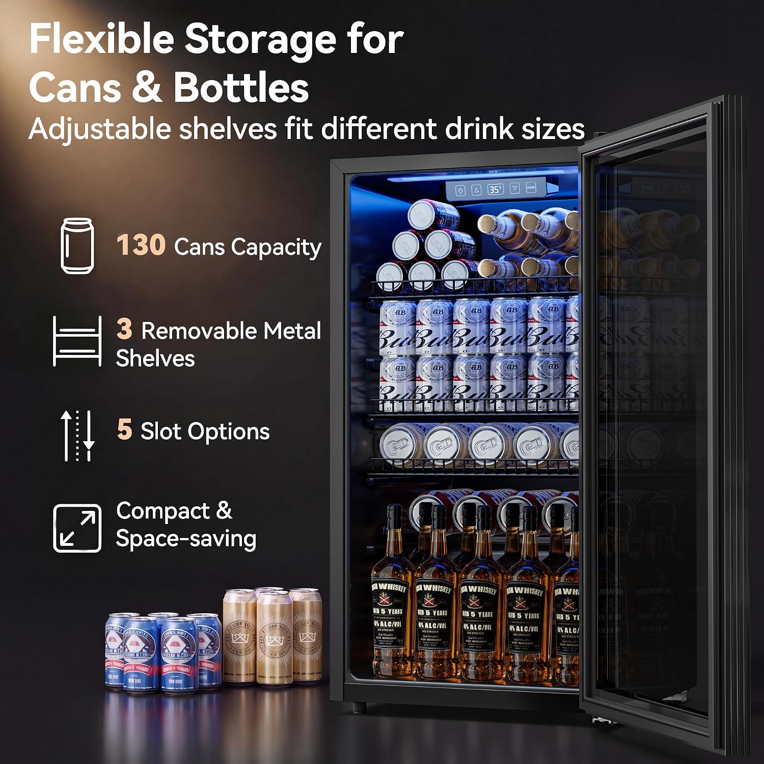 Beverage Fridge, 130 Can Mini  - Wine Beer Cooler บทวิจารณ์และราคา